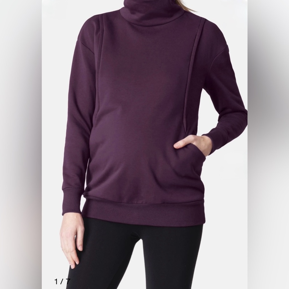 NWT Seraphine Hoodie with Funnel Neck maternity and nursing top